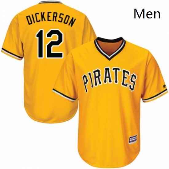 Mens Majestic Pittsburgh Pirates 12 Corey Dickerson Replica Gold Alternate Cool Base MLB Jersey
